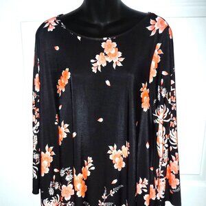 NWT Emetla Boutique 3/4 Sleeve Black Cherry Blossom Poly Spandex Dress 3X